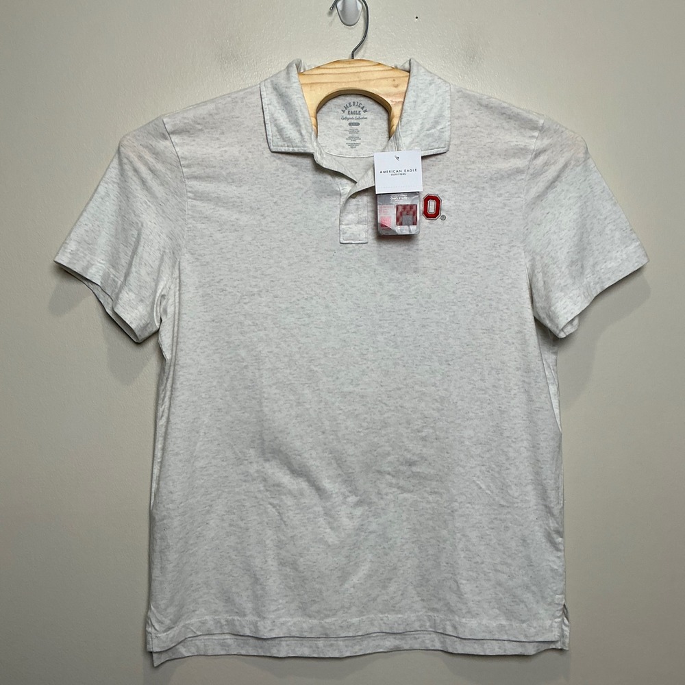 American Eagle Ohio State Buckeyes Polo Shirt Men's Large Grey NWT